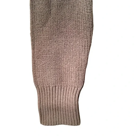 Wilfred S Brown long sleeve knit scalloped hem crop top stretch fitted - Picture 2 of 8